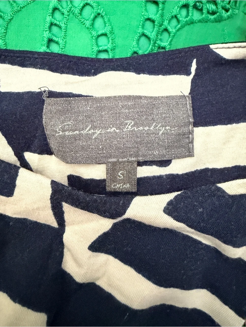 Anthropologie Navy and White Geometric Stripe Maxi Dress